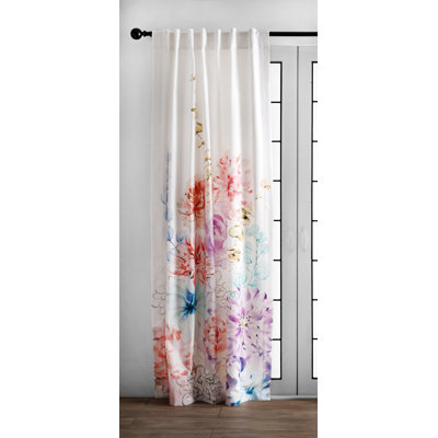 Rideau Maison d'Hermine Floral - Blanc 100 % coton - 1 pièce - 127 cm x 274 cm