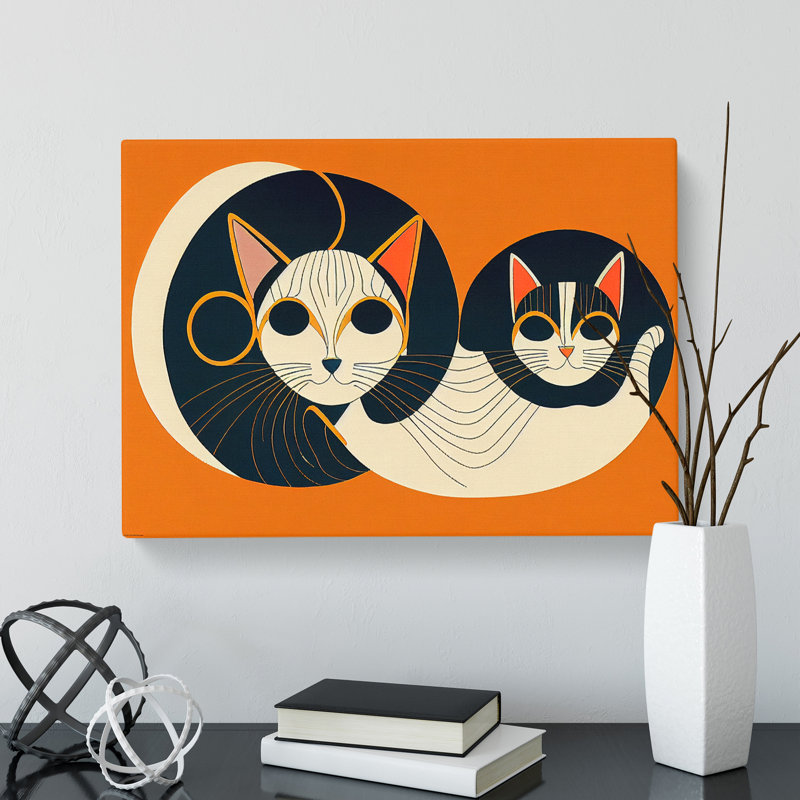 Deco Cats Vol.2 - Wrapped Canvas Print, 35cm H x 50cm W x 3cm D