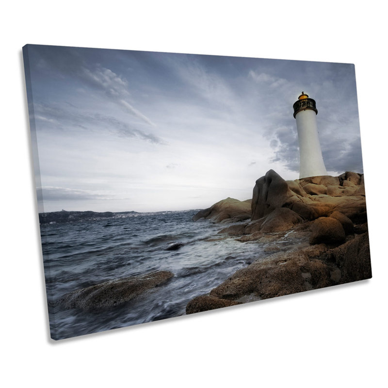 Sardinia Lighthouse Italy Mediterranean - Wrapped Canvas Print, 91.4cm H x 137.2cm W x 4cm D