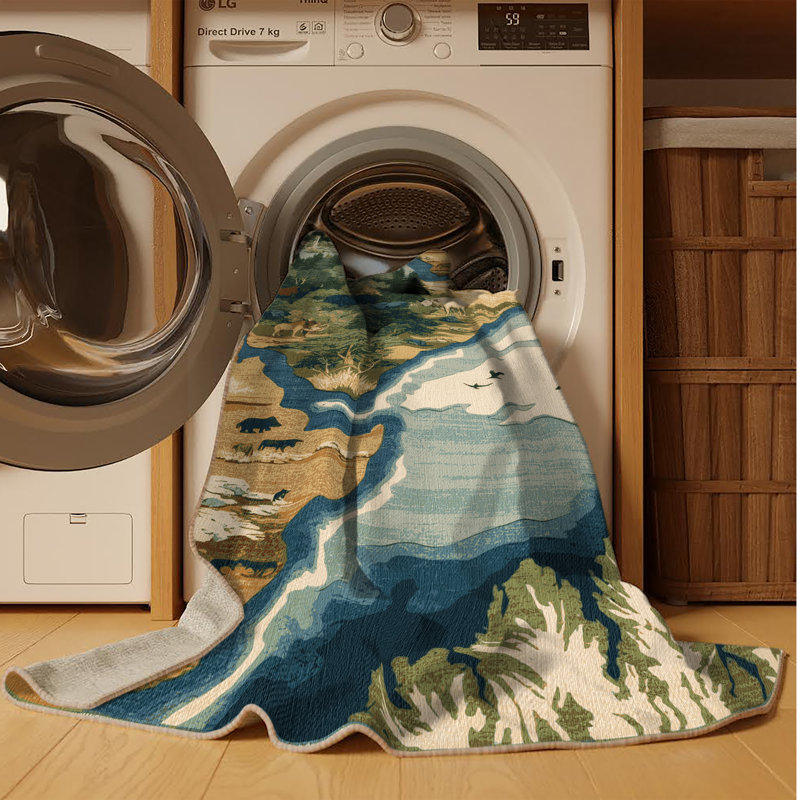 Machine Washable Nature Brown Area Rug, Rectangle 6' x 9'