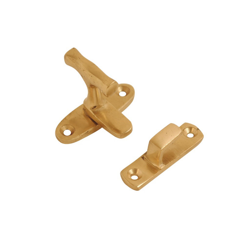 40mm Brass Showcase Catch – Thumb Turn Cupboard Latch for Cabinet, Wardrobe, Hutch, Display, Glass Door – Polished Finish with Screws