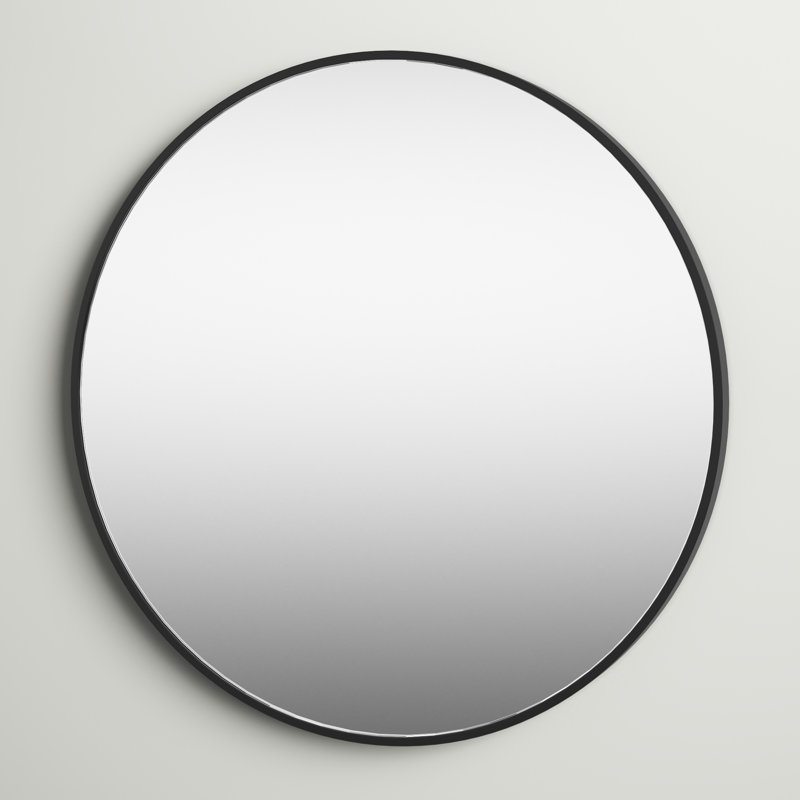 Jessica Round Metal Accent Wall Mirror, Black, 80cm H x 80cm W x 3.8cm D