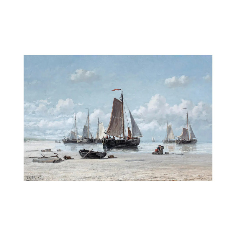 Fishing Vessels On The Beach, Zandvoort by Hendrik Hulk - No Frame Gallery-Wrapped Canvas Giclée on Canvas