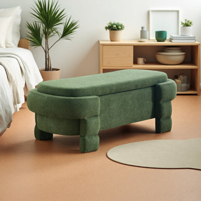 Repose-pieds de 48,8 po avec rangement, banc de rangement, banc de hall d'entrée rembourré avec sièges, repose-pieds de bout de salon, de chambre à coucher et de banc d'entrée moderne
