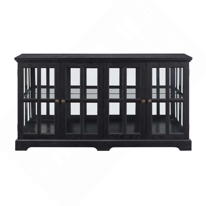 Vitrine antique à DEL avec 4 portes en verre, panneau arrière en acrylique et tablettes réglables pour la maison ou le bureau