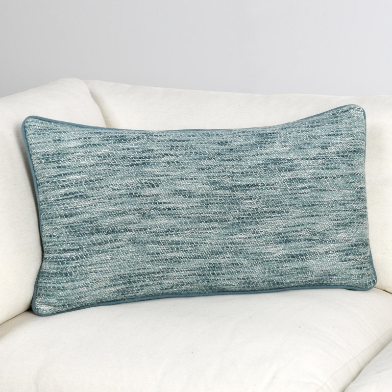 Chambray Blue Rectangular Cotton Blend Throw Pillow
