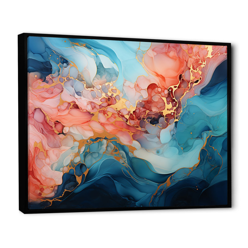 Impression sur toile abstraite «Alco, H 12 po x l 20 po x P 1 po, Cadre flottant noir