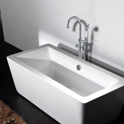 Freestanding Bathtub Faucet With Hand Shower - . Metal Made. 46 In Depth, 6.5 Width, Height, 9.5 Lb Weight. Full Body Spray For Refreshing Elegant Tub Metal. 46.38in 6.53in 9.52lb. Enjoyable Bath