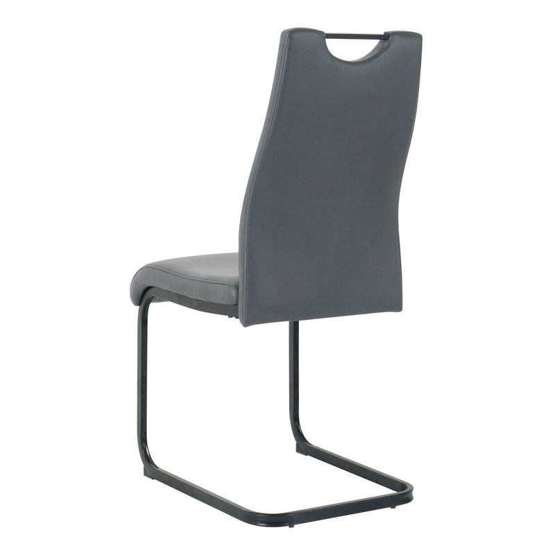 Stuhl 48cm H Upholstered Metal Cantilever Chair, Grey