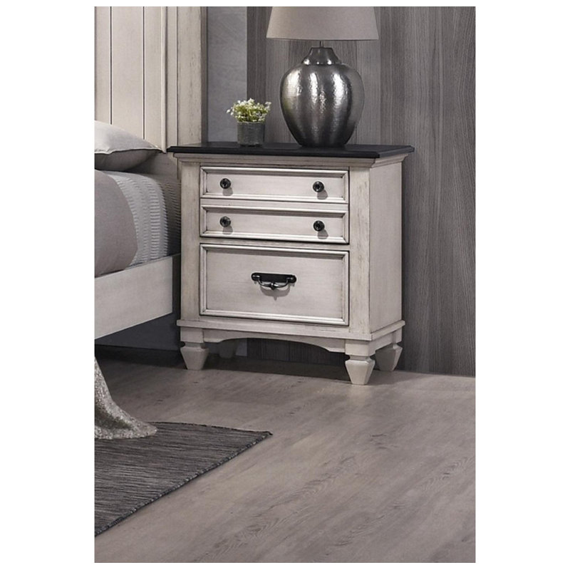 Magnifique table de chevet à finition deux tons, table de bout avec deux tiroirs de rangement, table de chevet pour chambre à coucher