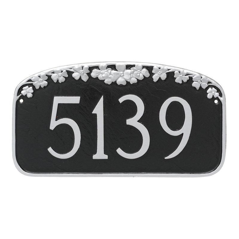 Plaque d’adresse murale sur 1 ligne, Noir / argent