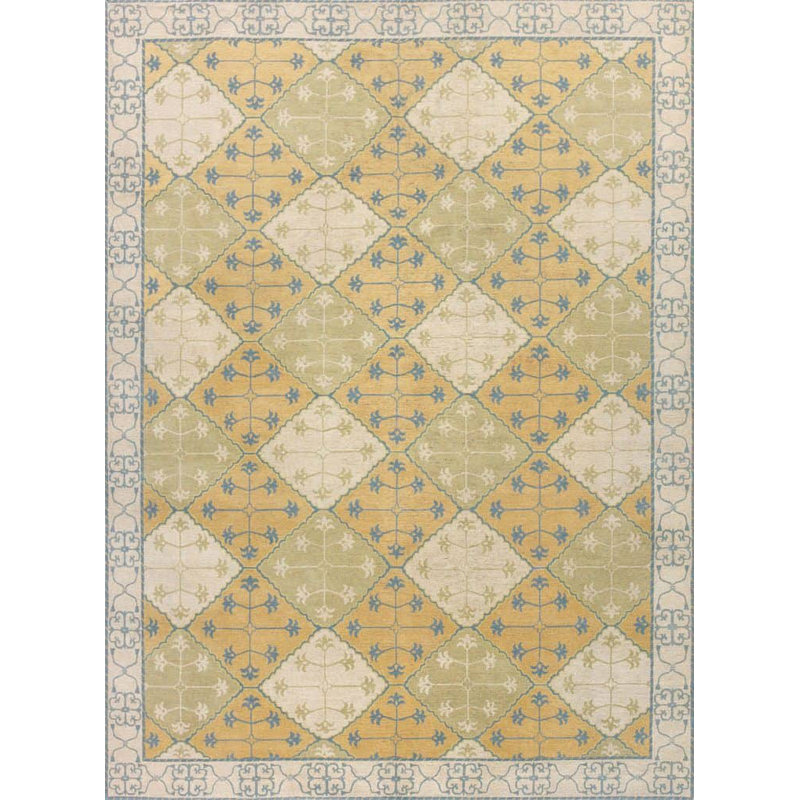 Contemporary Hand Knotted Wool Geometric Shapes Area Rug, Rectangle 3' x 5'