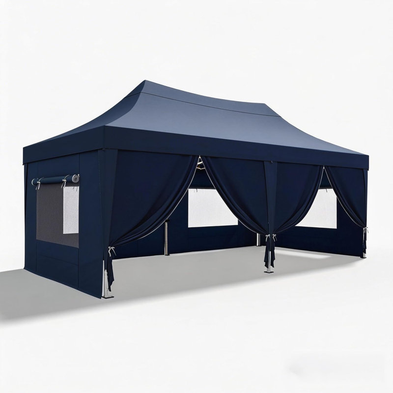 Quictent 3x6m Commercial Pop Up Gazebo with Sloped High Peak, Heavy Duty Event Shelter with Mesh Window Sides for Backyard, Parties, Vendor Booths-Navy