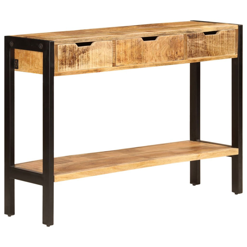 Sideboard with 3 Drawers 43.3" x 13.8" x 29.5" Solid Sheesham Wood, Natural, Solid Mango Wood