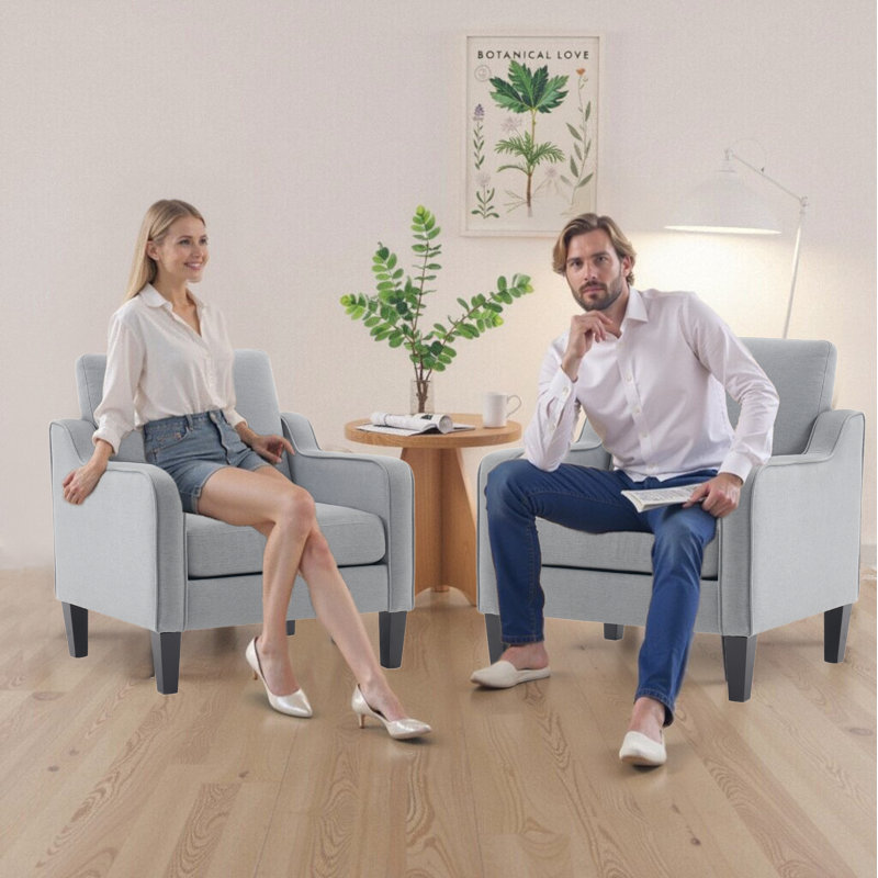 Fauteuil de 29,9 po de largeur Amaryia, Mélange de lin gris sel