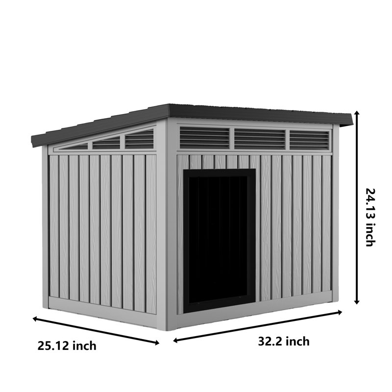 Niche pour chien résistante aux intempéries avec toit incliné et ouvert, abri pour animaux spacieux, assemblage facile sans outil