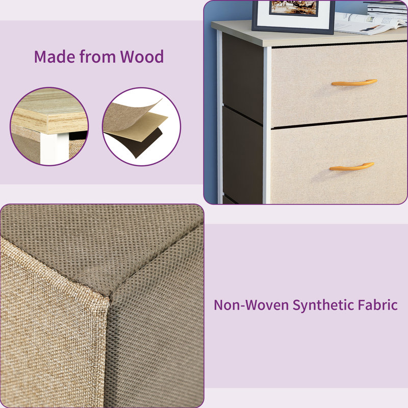 Marbleton 8 Drawer Chest of Drawers, 85.6Cm W Bedroom Drawers, Khaki