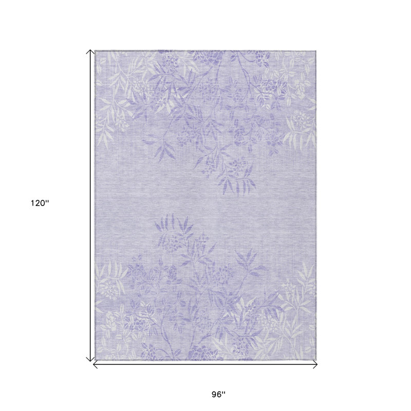 Tapis intérieur lavable floral lilas 8 pi x 10 pi lilas et ivoire