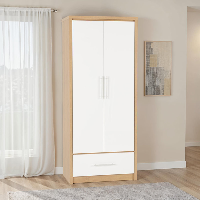 Louisa 2 Door Wardrobe, Oak / White