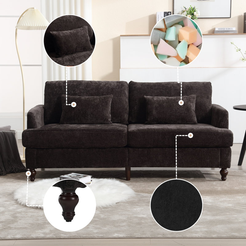 Canapé en chenille de style Mid-Century, Chenille noir