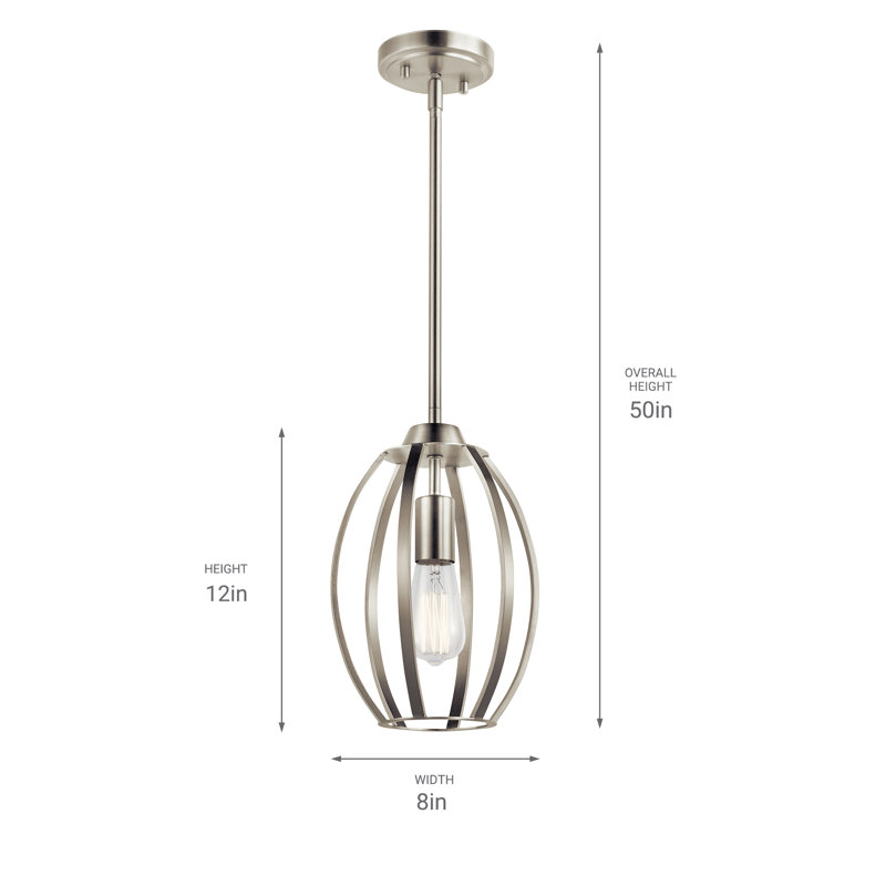 Hong 1 - Light Brushed Nickel Single Pendant, Brushed Nickel