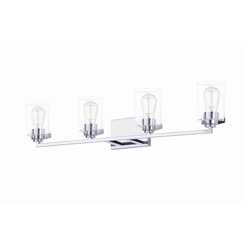 Éclairage de salle de bain à intensité variable à 4 lumières Suzy, Verre transparent / chrome poli