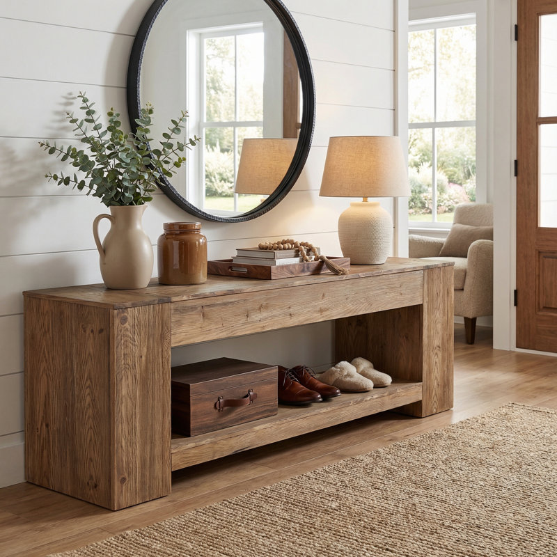 Console d'entrée en bois massif, Brun chaud