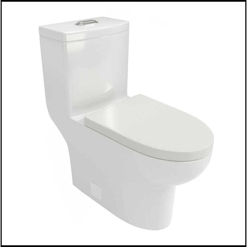 Toilette moderne en céramique une pièce, double chasse avec siège à revêtement doux