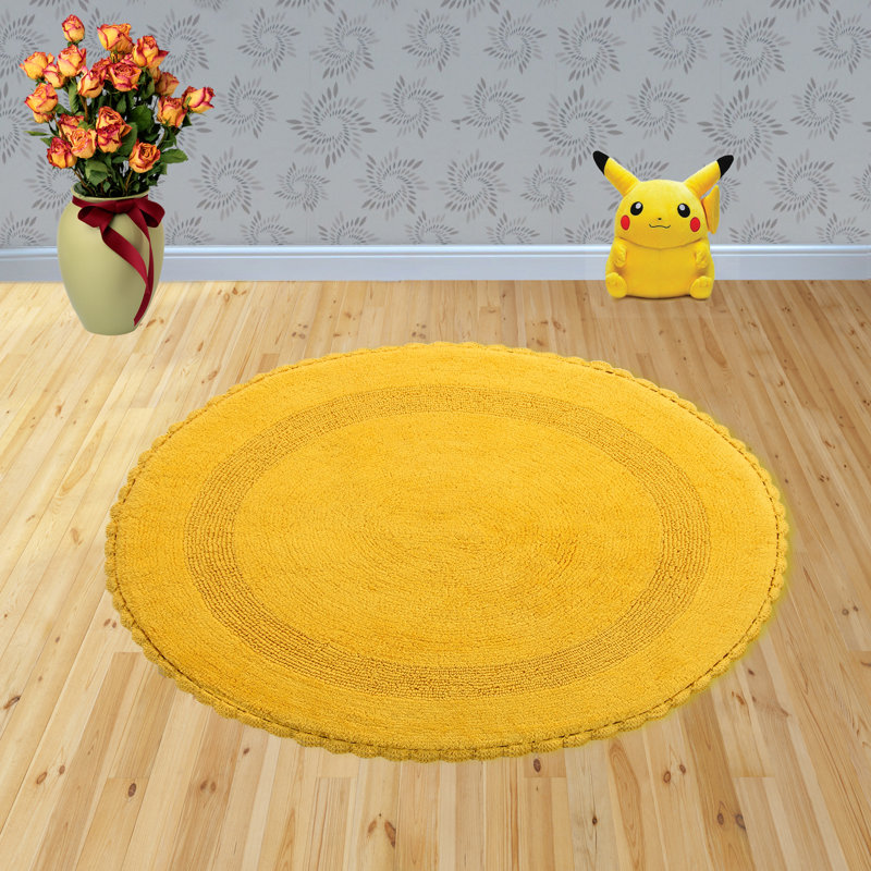 Tapis pour salle de bain réversible 100% coton Jarris, Jaune