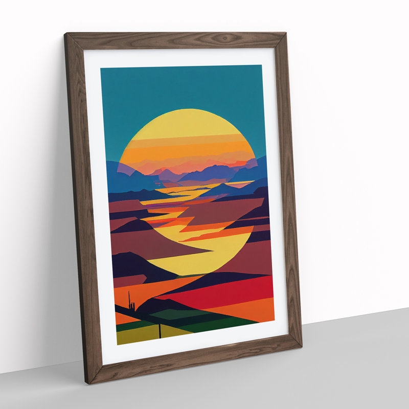 Boundless Sunset Abstract - Wall Art, 48cm H x 36cm W, Walnut Framed, White