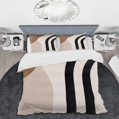 Vintages Lines In Terracotta Tones - Modern Duvet Cover Set - Microfiber Polyester