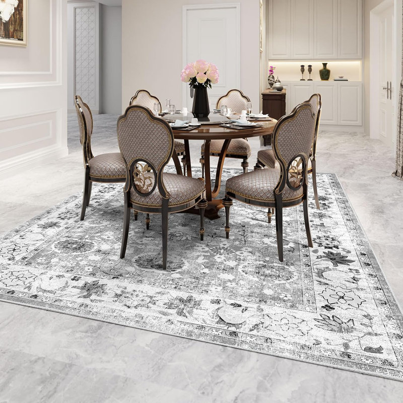 Machine Washable Folded Area Rug For Living Room Bedroom Modern Style Low-Pile Soft Rug For Dining Room Home Decor Traditional Carpet, Non Slip & Easy To Clean