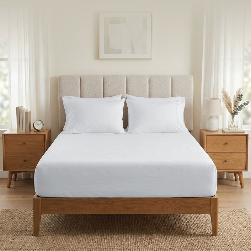 Eemeli Microfiber 30cm Deep Fitted Sheet, White, Double (4'6)