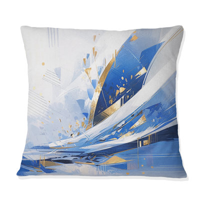 Coussin cubique bleu et blanc Kaleidoscope II