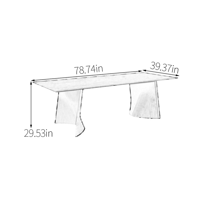 Minimalist design style dining table, 29.53"H x 78.74"L x 39.37"W, Black