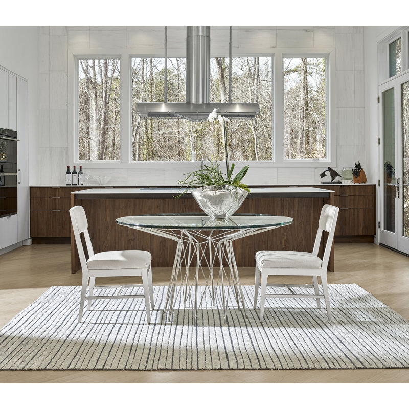 Axel 54" White Glass Top Transitional Dining Table
