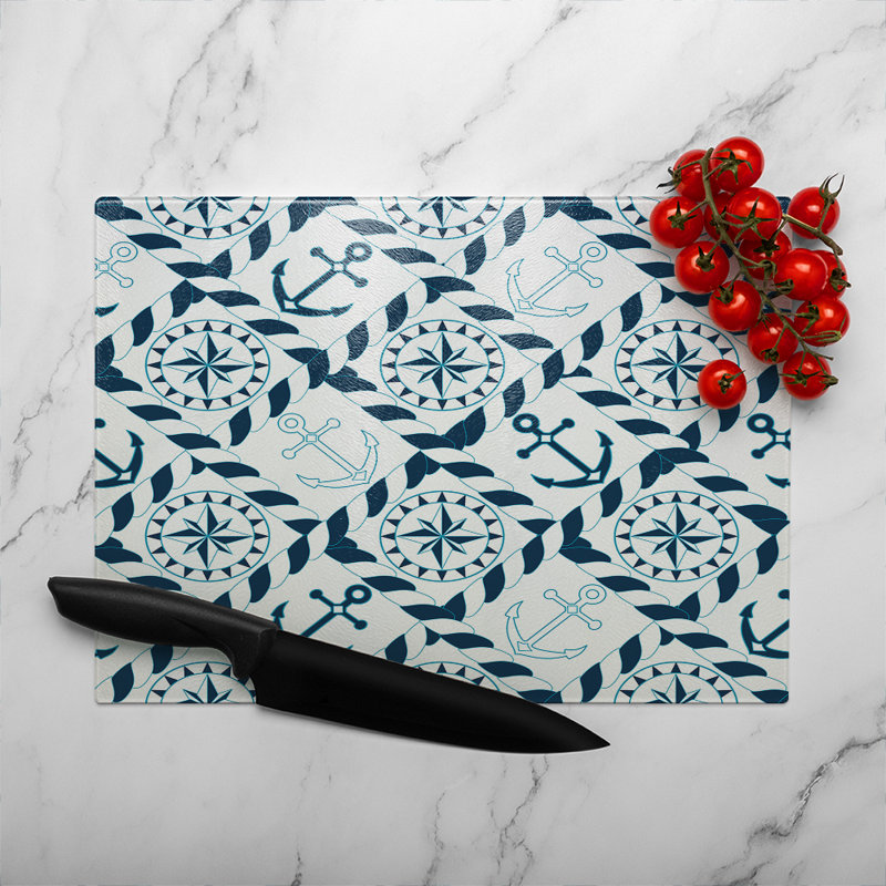 Nautical Elements Glass Chopping Board, 40cm L x 28cm W