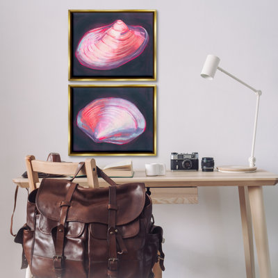 Pink Clam Shells  2 PC Framed Floater Canvas Set by Grace Popp -  Beachcrest Home™, 2DE3861951C34AA09CAFFD64365FA95E