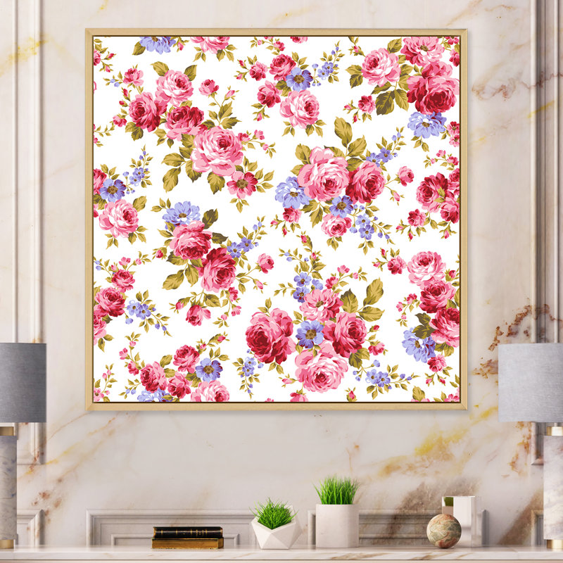 Composition de roses roses - Décoration murale traditionnelle sur toile, H 30 po x l 30 po x P 1 po