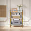 Bibliothèque à 3 niveaux en bois avec ensemble de rangement de 2, petite bibliothèque blanche, étagère de rangement étroite pour salon, bureau, chambre à coucher, cuisine
