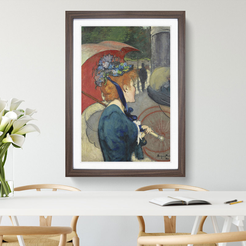 Female with an Umbrella by Louis Anquetin - Framed Print, Walnut Framed, 36cm H x 27cm W x 2cm D