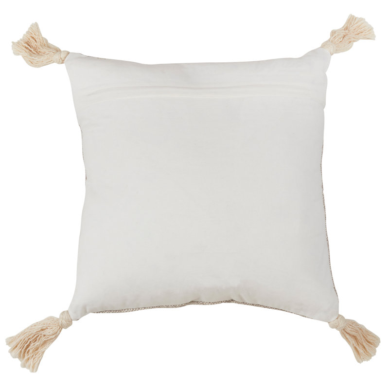 Cream Oversize Cotton Square Throw Pillow with Tassels