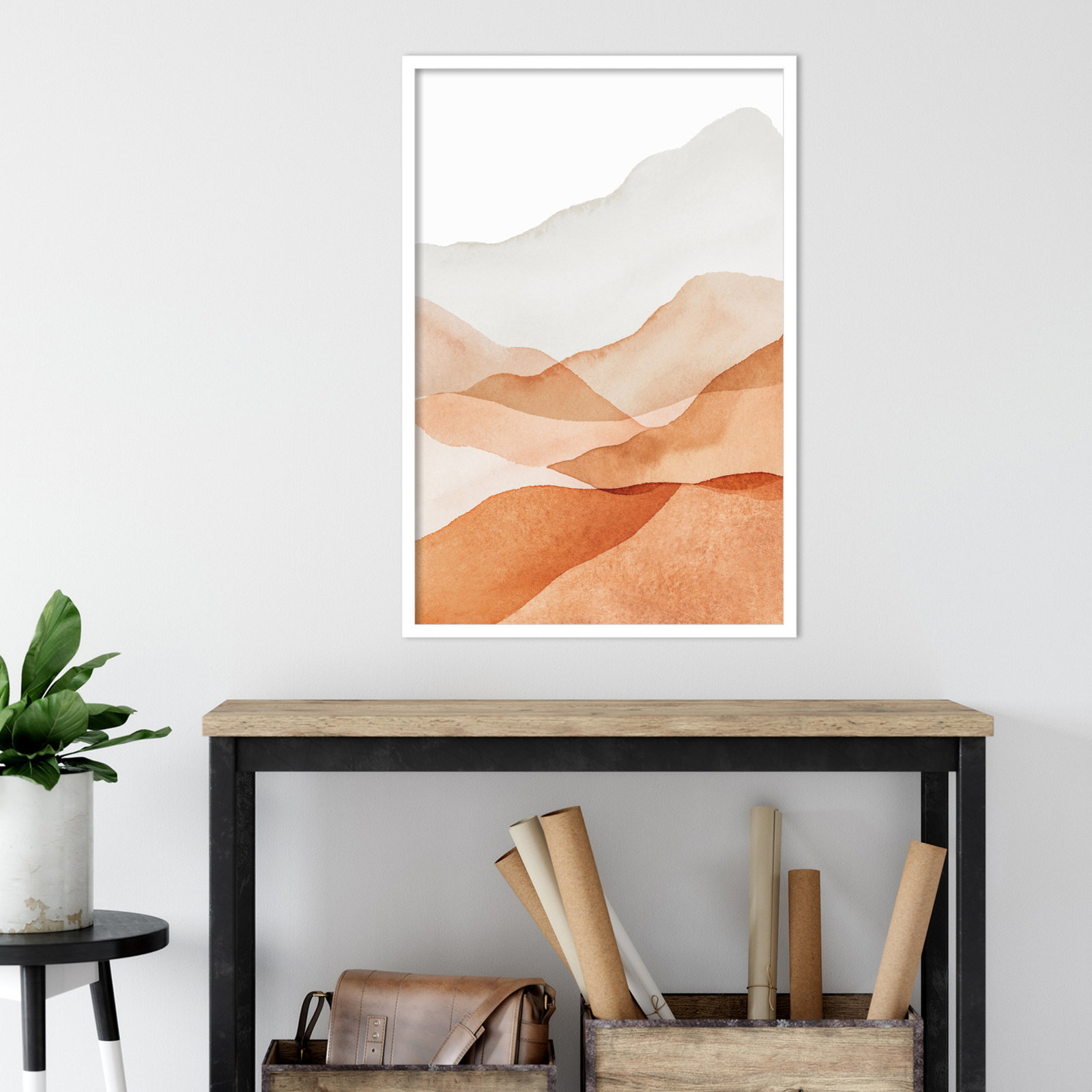 Doris "Mountain Range III" Print, White, 34.25" H x 23.25" W x 0.88" D