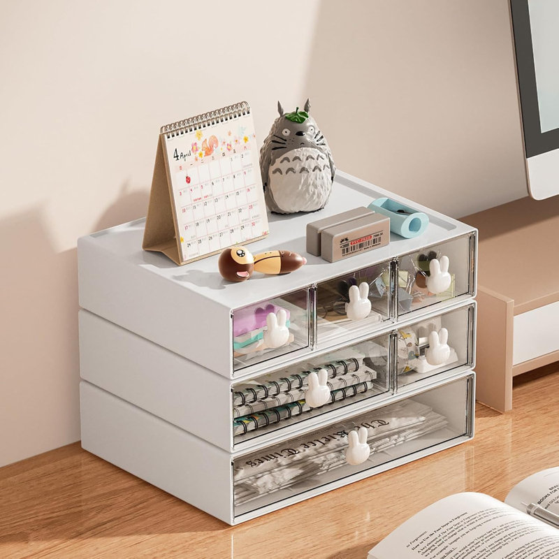 Includes 6 Drawers, 3-Tier Stackable Storage Drawers, Plastic Makeup Organizer, Office Organizer And Storage Boxes