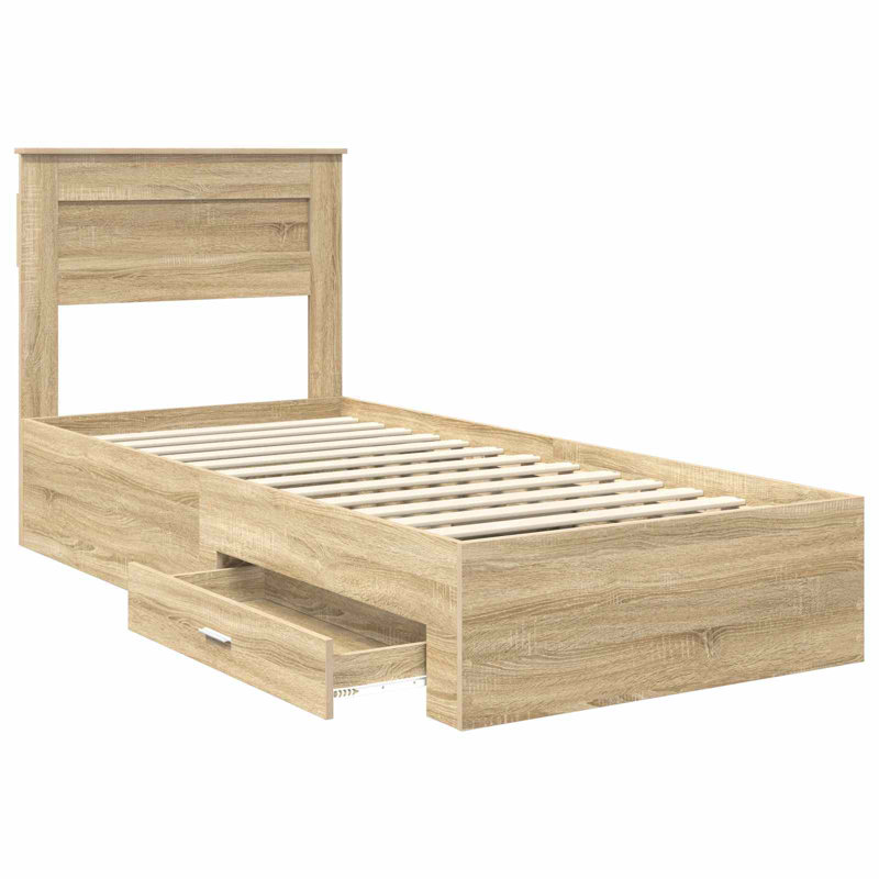 Bed, Silver/Sonoma Oak