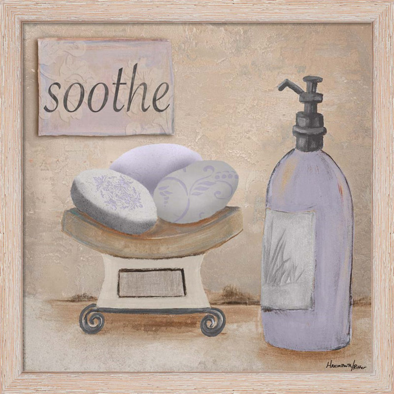 Lavender Bath Purple Canvas Print Set with Distressed White Frame
