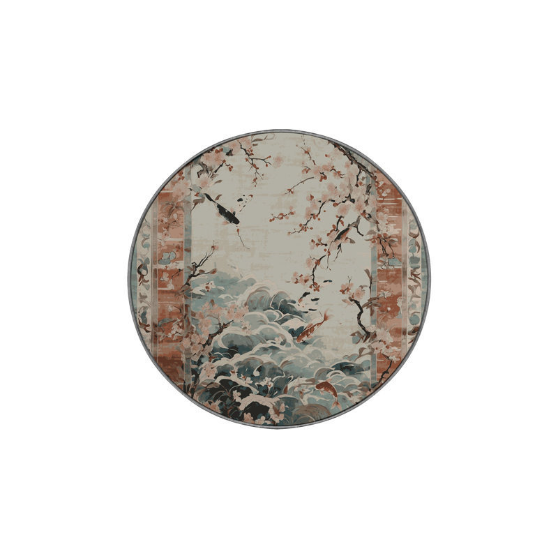 Tapis gris soyeux et moelleux, Rond 4 pi