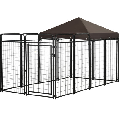 9.3'X4.6'X5.2' Outdoor Dog House Kennel For Large Breeds, Steel, Shady Roof, Waterproof, Secure Interior & Medium Dogs - 9.3'X4.6'X5.2', Heavy-Duty Waterproof Cloth, Spacious