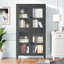 Armoire en métal noir avec 4 portes en verre et bibliothèque de qualité supérieure pour bureau