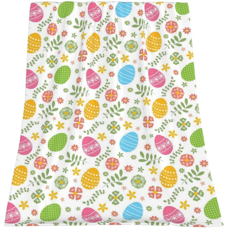 Jeté de Pâques Couverture colorée en forme d'œuf de Pâques Feuilles de jeté Couvertures Mignon et luxueux Flanelle chaude et douce Décoration de printemps pour canapé-lit Cadeaux pour adultes 80 x 60 po